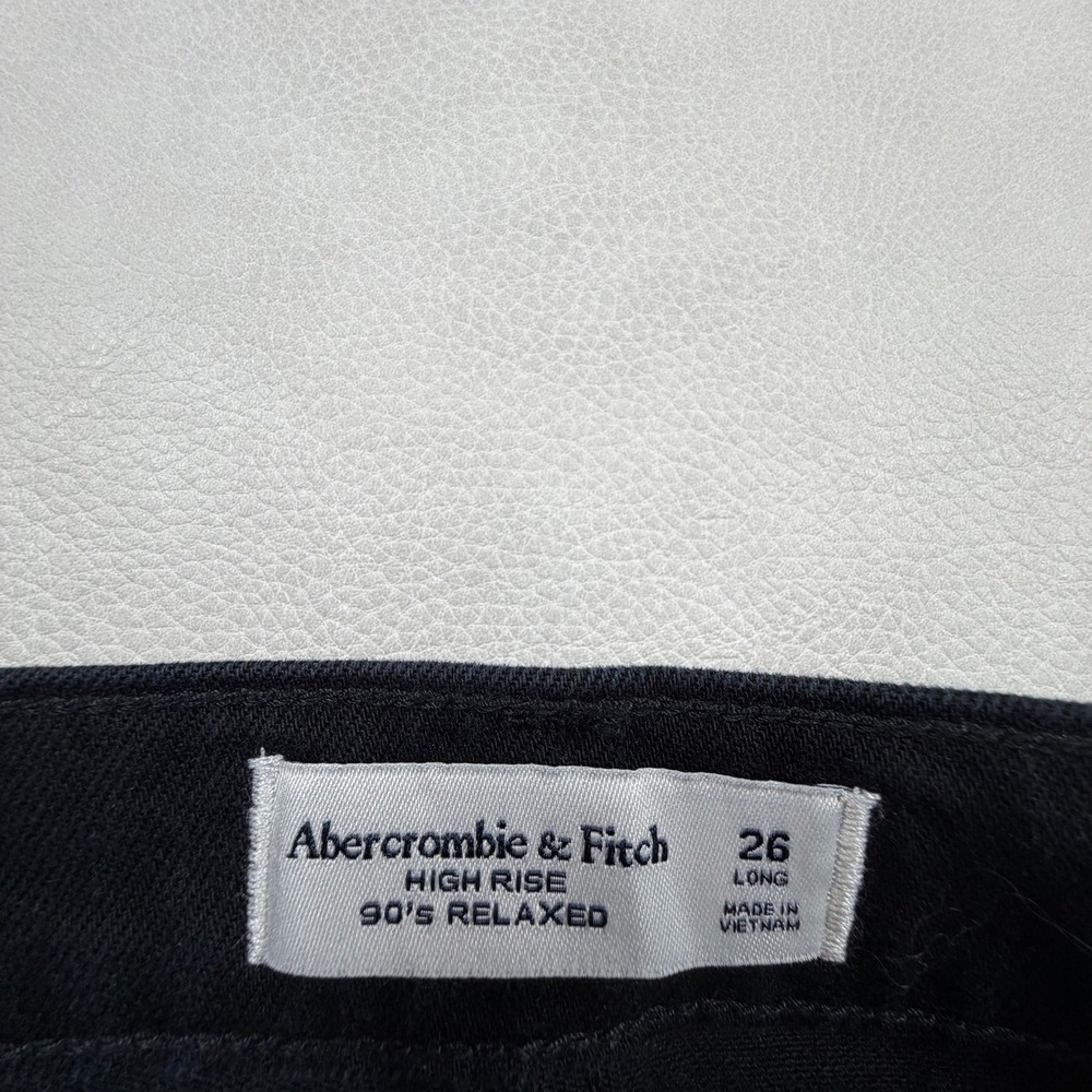 Abercrombie & Fitch High Rise 90s Relaxed Jeans Black Size 26 Long Straight Leg - Picture 7 of 10